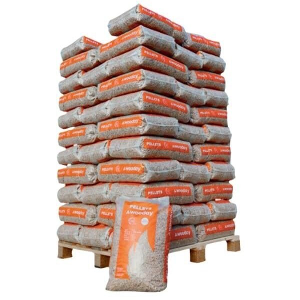 Pellets de madera WOODAY – Palet de 65 sacos de pellets